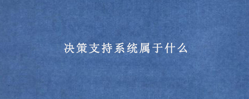 決策支持系統(tǒng)屬于什么